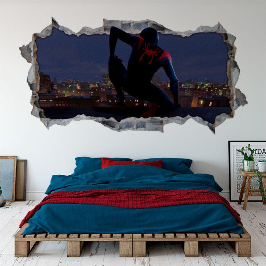 Vinilos decorativas agujero 3d spider man