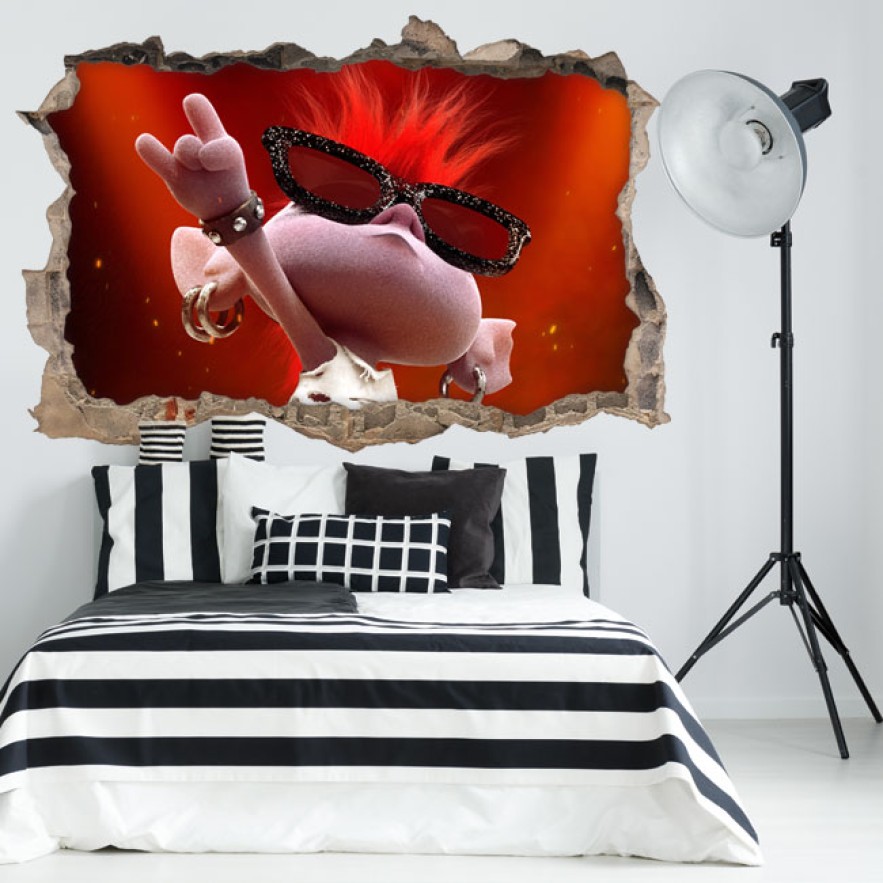 Vinilos infantiles agujero 3d trolls