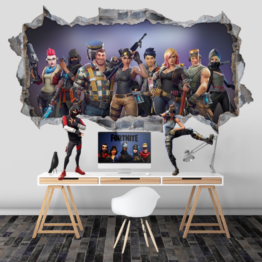 Vinilo agujero 3d personajes videojuego fortnite