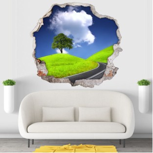 Vinilos y pegatinas agujero 3d árbol y carretera Vinilos y pegatinas agujero 3d árbol y carretera