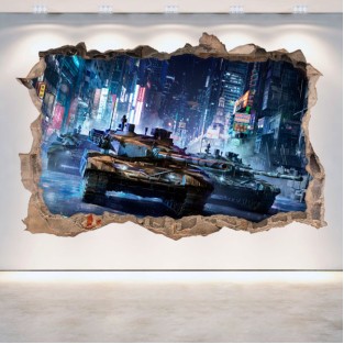 Vinilo decorativo agujero 3d armored warfare Vinilo decorativo agujero 3d armored warfare