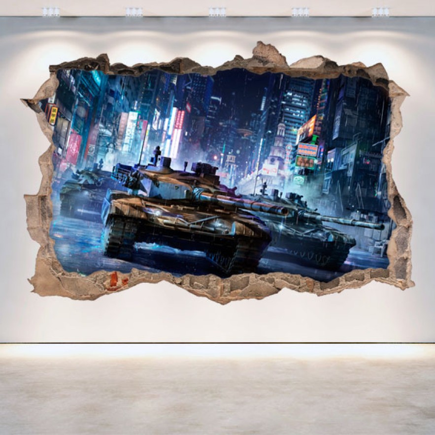 Vinilo decorativo agujero 3d armored warfare