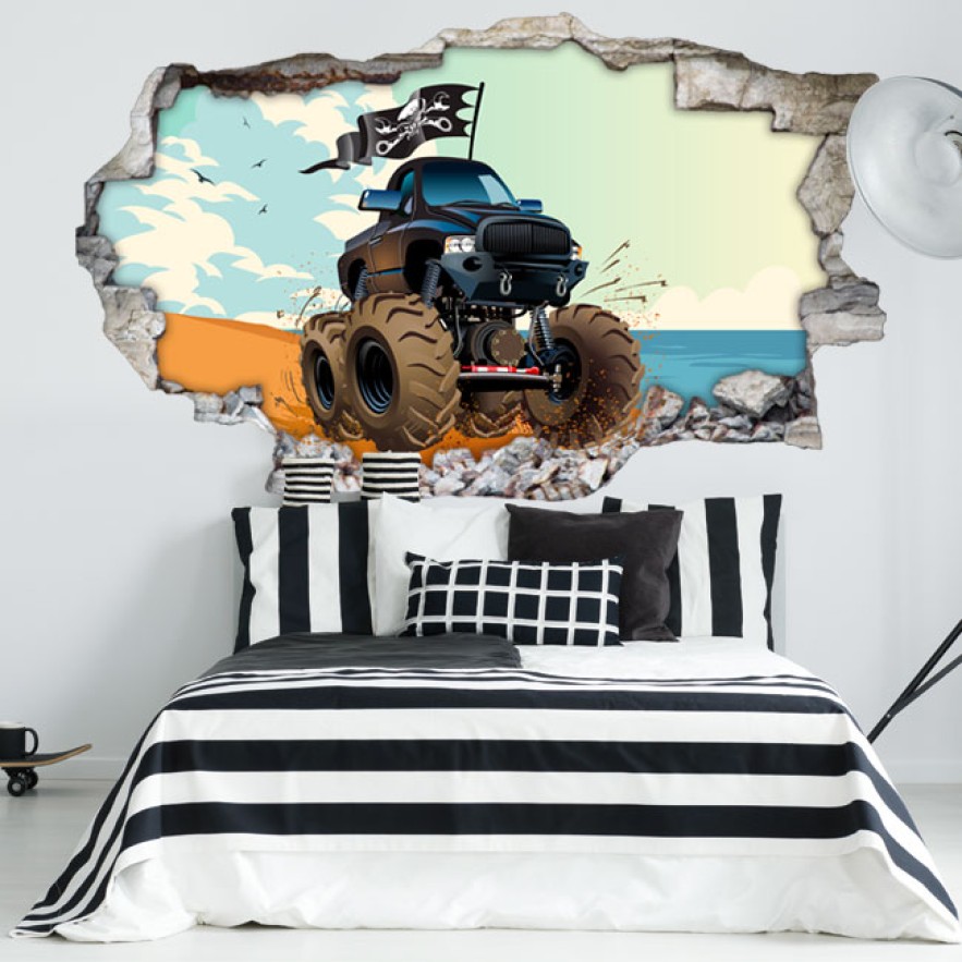 Vinilos monster truck bigfoot agujero 3d