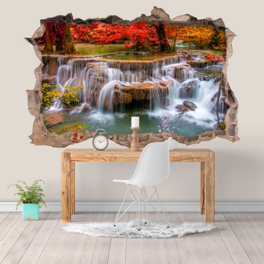 Vinilos agujero 3d cascadas natural