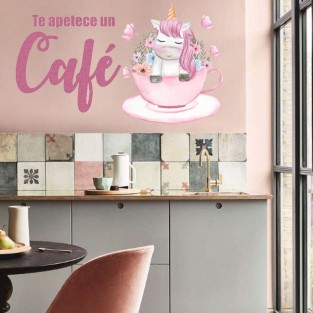 Vinilos decorativos cocina unicornio te apetece un café