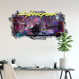 Vinilos agujeros 3d cyberpunk 2077 ciudad Vinilos agujeros 3d cyberpunk 2077 ciudad