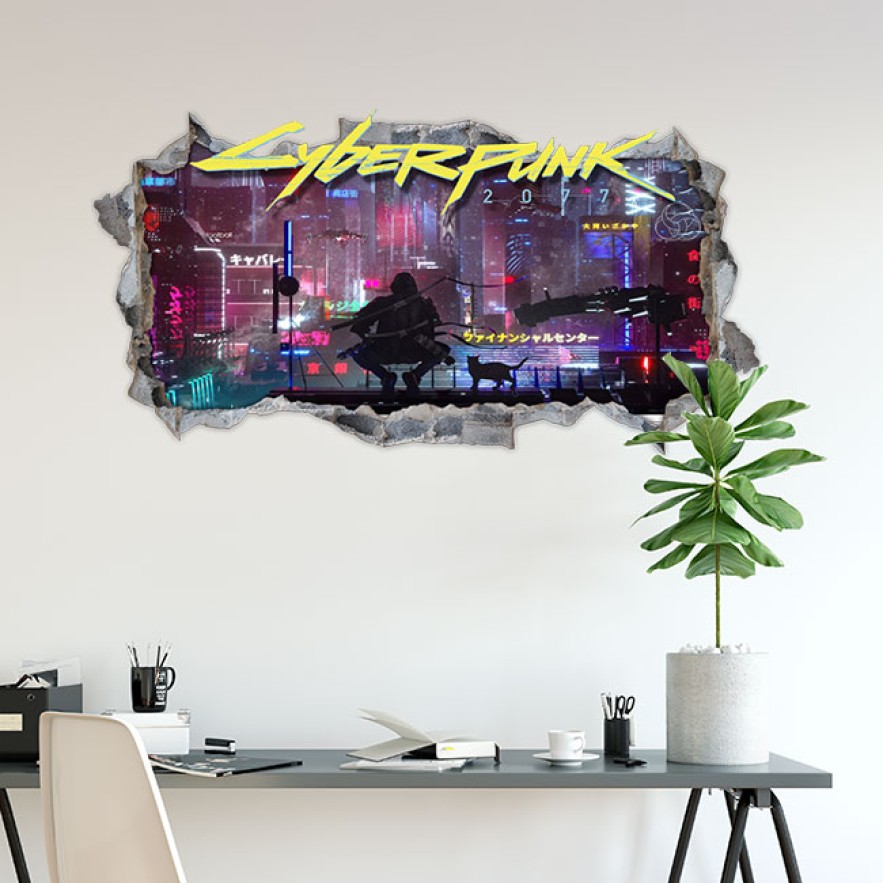 Vinilos agujeros 3d cyberpunk 2077 ciudad