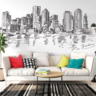 Vinilos y pegatinas dibujo skyline boston Vinilos y pegatinas dibujo skyline boston