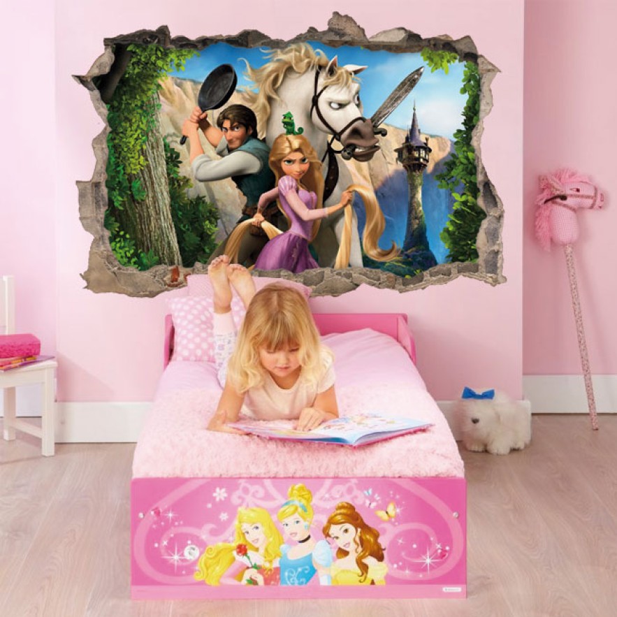 Vinilos decorativos disney agujero 3d rapunzel