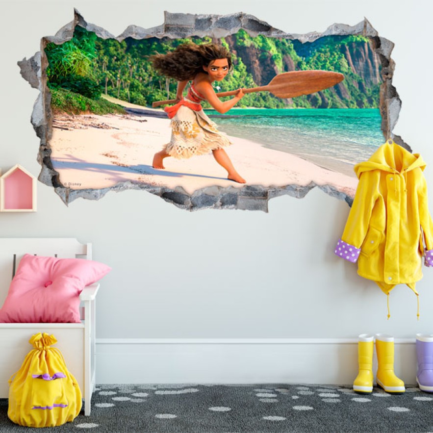 Vinilos y pegatinas agujero 3d disney vaiana