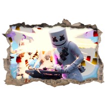 Vinilos decorativos agujero 3d fortnite marshmello dj