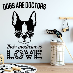 Vinilos y pegatinas: perro con frase "love is medicine"