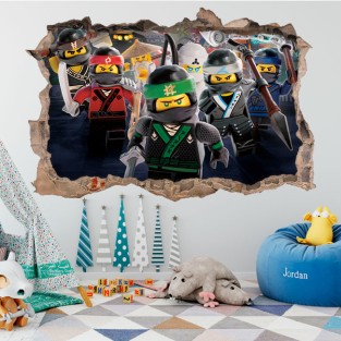 Vinilos decorativos agujero 3d lego ninjago