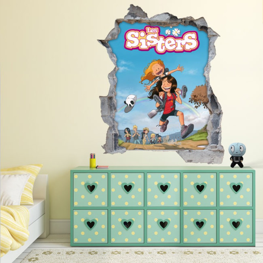 Vinilos decorativos agujero 3d les sisters