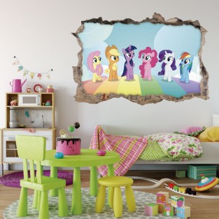 Vinilos infantiles agujero 3d mi pequeño pony