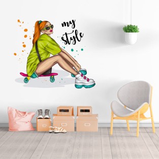 Vinilos decorativos chica skater my style