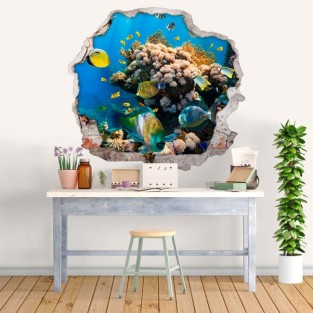 Vinilos peces bajo el mar agujero 3d