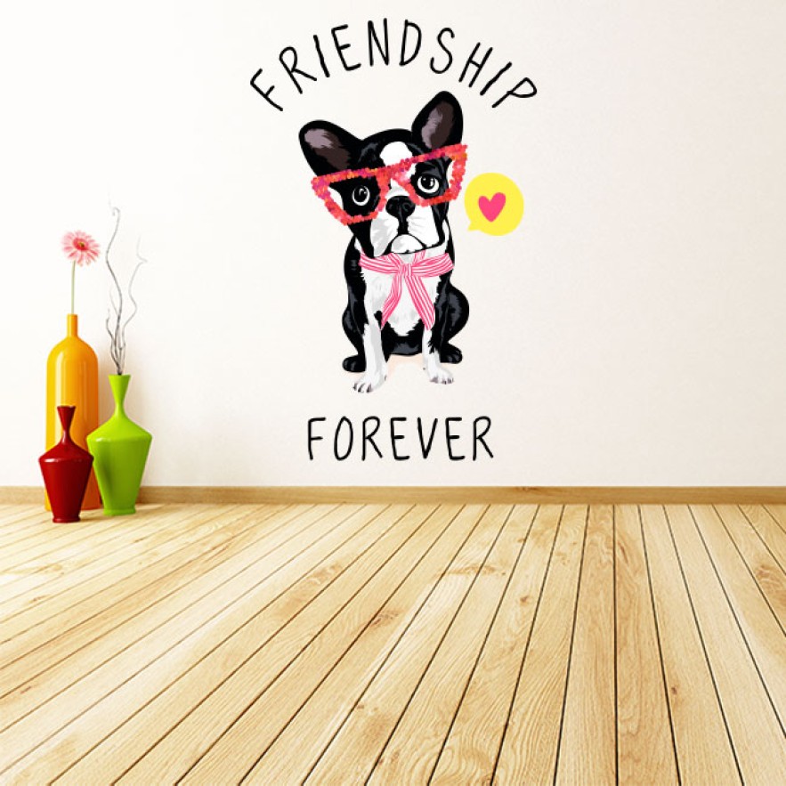 Vinilos decorativos perro con frase amistad