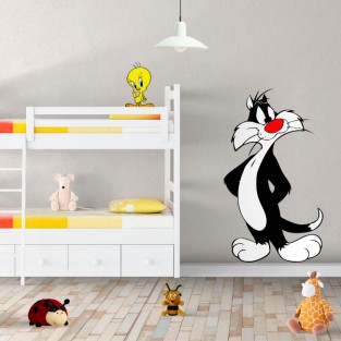 Vinilos decorativos piolín y gato silvestre