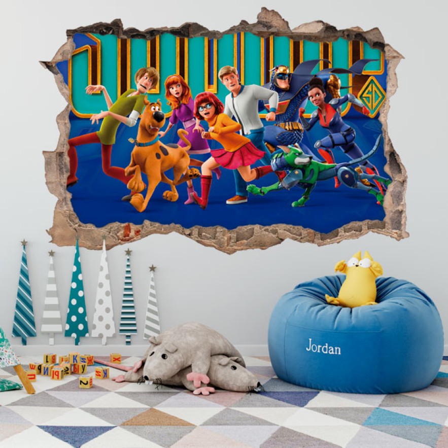 Vinilos infantiles agujero 3d scooby doo