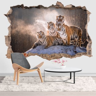 Vinilo agujero 3d de tigres de bengala Vinilo agujero 3d de tigres de bengala