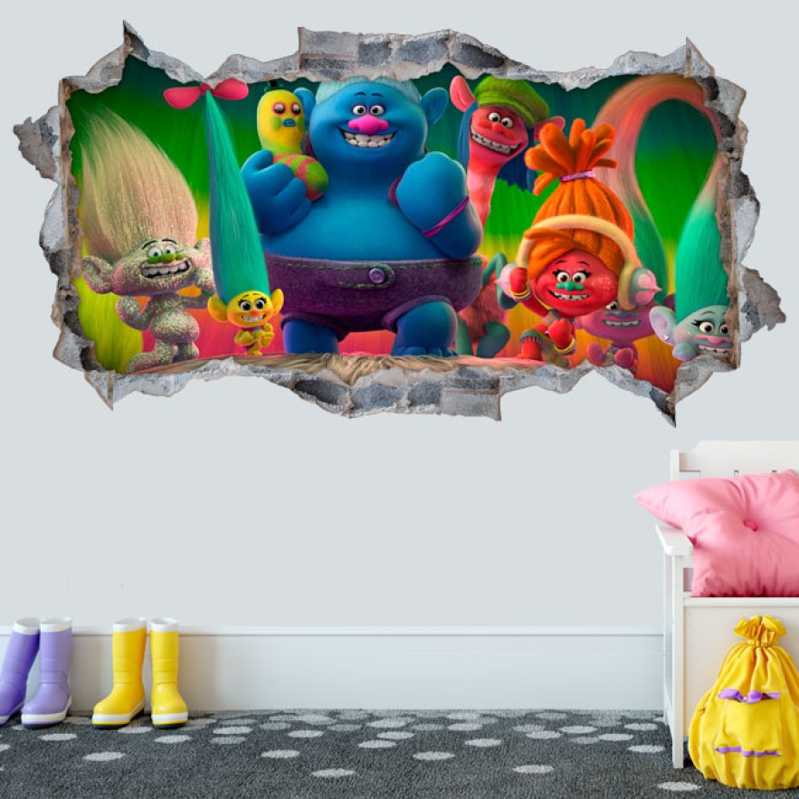 Vinilos decorativos 3d película trolls