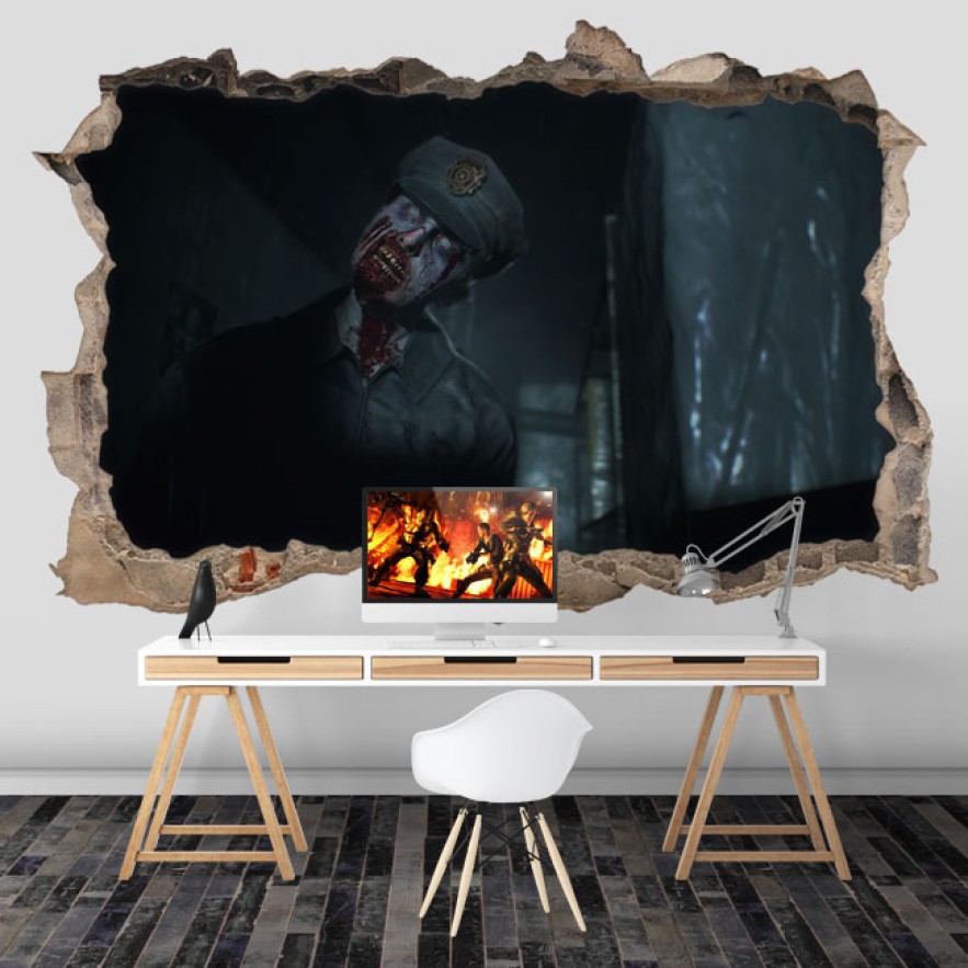 Vinilo decorativo agujero 3d videojuego resident evil