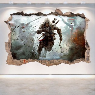 Vinilo agujero 3d videojuego assassin's creed 3
