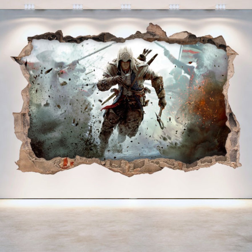 Vinilo agujero 3d videojuego assassin's creed 3