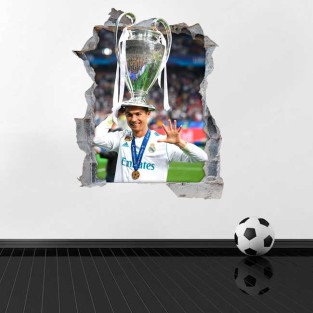 Vinilo decorativo agujero 3d cristiano ronaldo champions Vinilo decorativo agujero 3d cristiano ronaldo champions