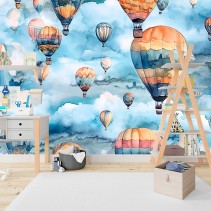 Fotomural o papel pintado globos cielo acuarela