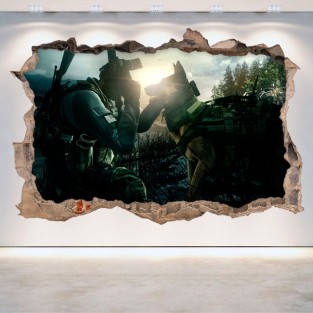 Vinilo decorativo agujero 3d call of duty ghosts