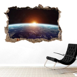 Pared Rota Vinilo 3D Amanecer en el espacio