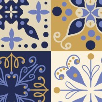 Azulejos talavera azul y amarillo (24 unidades)