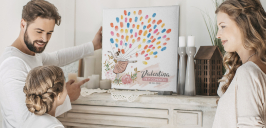 Cuadros de huellas para comuniones, bodas y bautizos