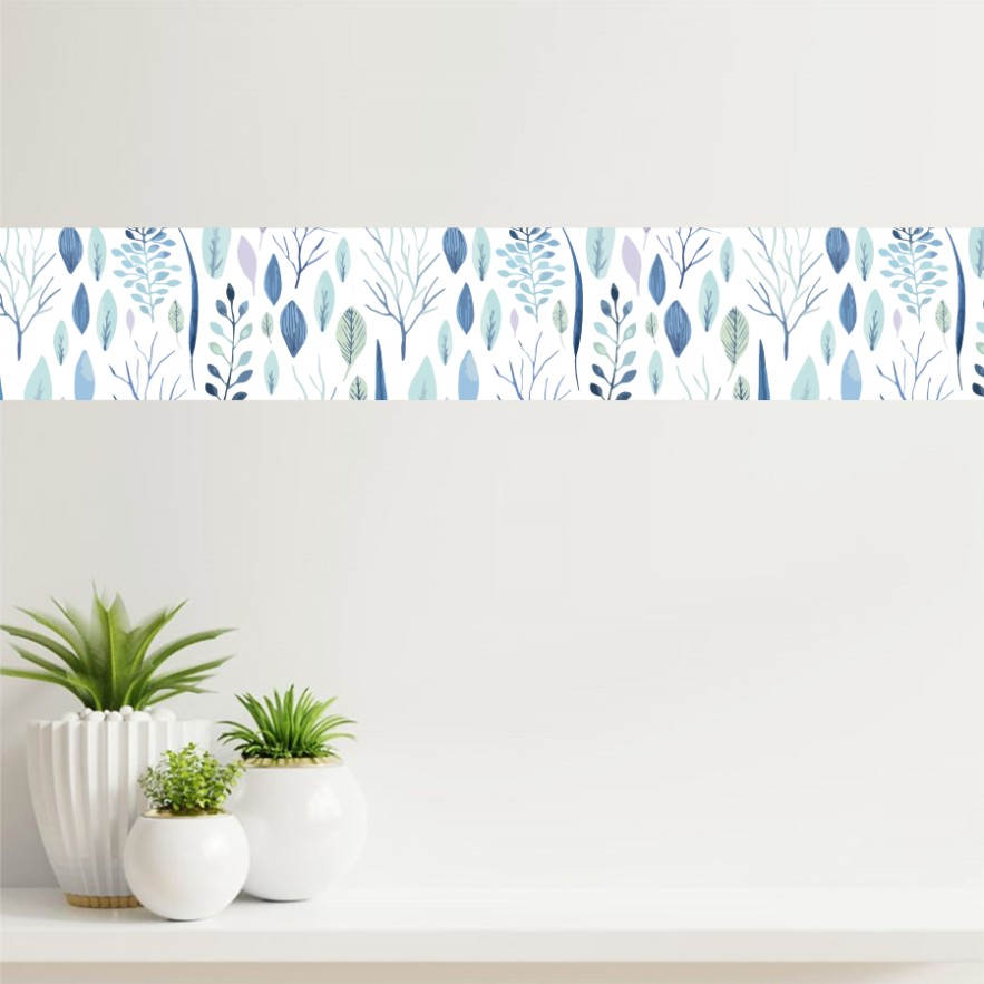 Cenefa Hojas azules y lilas