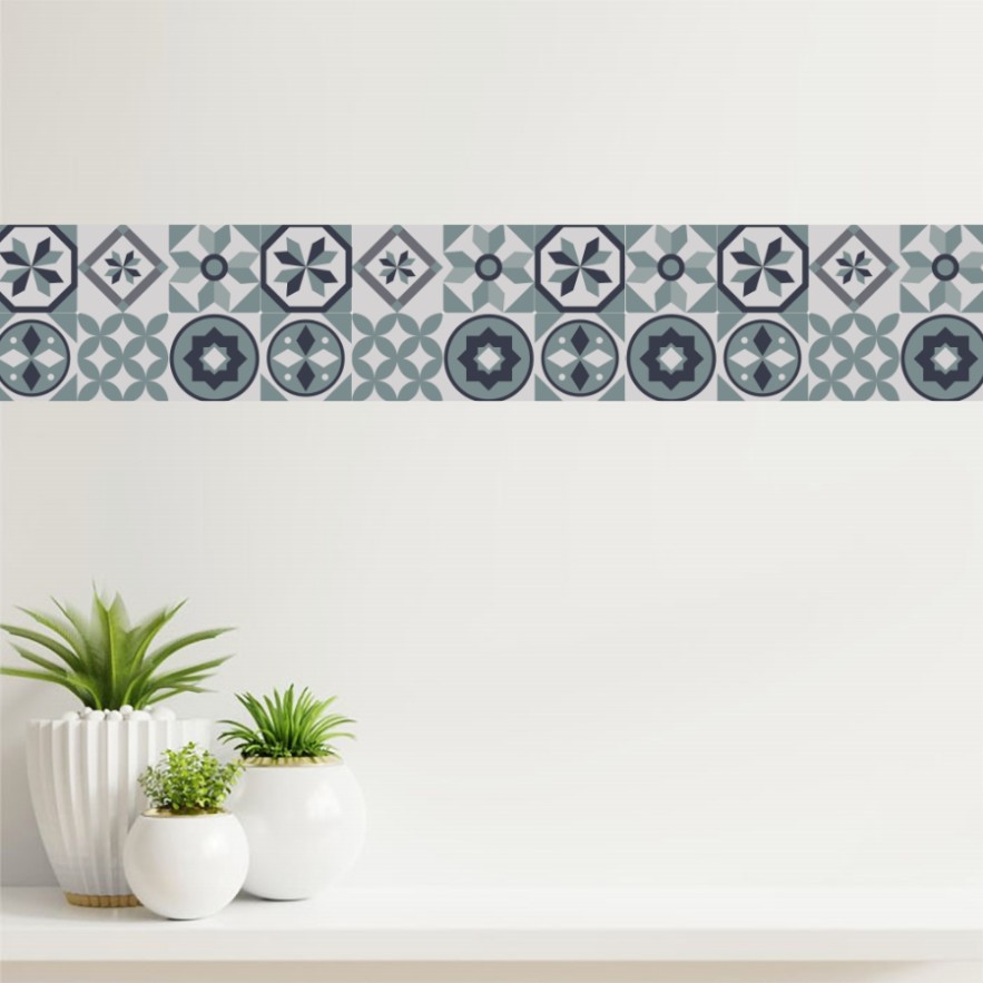 Cenefa Azulejos Azul gris