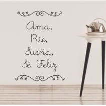 Vinilos de frases ama, ríe, sueña, se feliz