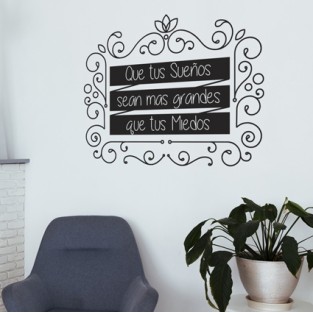 Vinilos de frases sueños más grandes que miedos