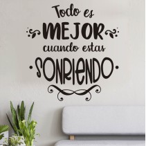 Vinilos de frases sonriendo