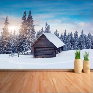 Fotomural Cabaña en la nieve