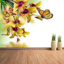 Fotomural Flores y mariposas