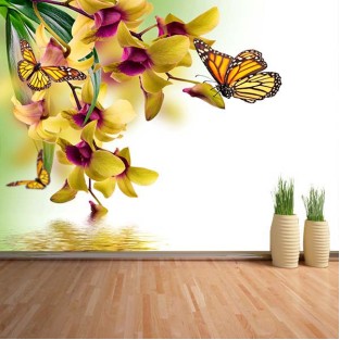 Fotomural Flores y mariposas