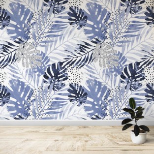 Fotomural Hojas Azules Tropicales