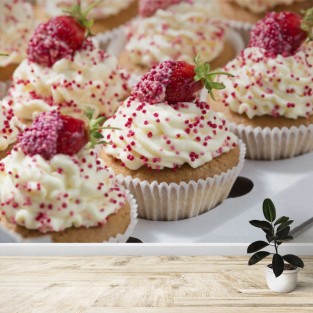 Fotomural Cupcakes con fresas