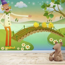 Fotomural Infantil Duende con pollitos