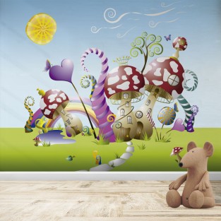 Fotomural Infantil Casitas de setas Fotomural Infantil Casitas de setas