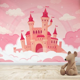 Fotomural Infantil Castillo Rosa
