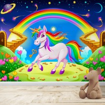 Fotomural Infantil Unicornio y Arcoíris