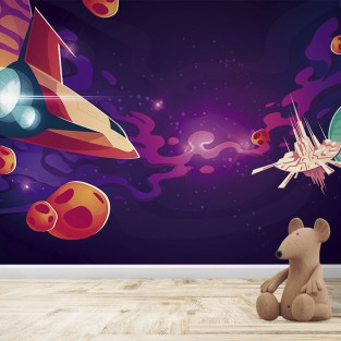 Fotomural Infantil Nave y estación espacial